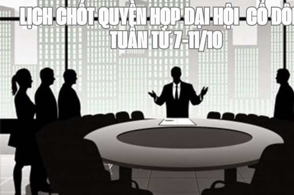 Tin chứng khoán: 11 doanh nghiệp chốt quyền họp đại hội cổ đông tuần này