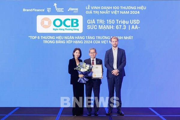 OCB liên tiếp lọt Top thương hiệu giá trị nhất Việt Nam 2024 theo đánh giá của Brand Finance