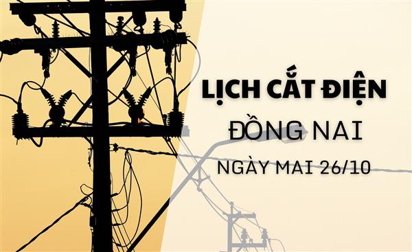 Lịch cắt điện Đồng Nai ngày mai 26/10 cập nhật mới nhất