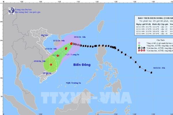 Bão số 7 di chuyển chậm theo hướng Tây với sức gió giật cấp 17