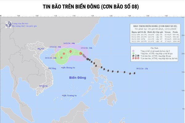 Cập nhật mới nhất đường đi của bão số 8 giật cấp 11