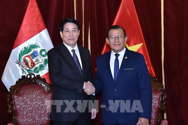 Chủ tịch nước Lương Cường hội kiến Chủ tịch Quốc hội Peru