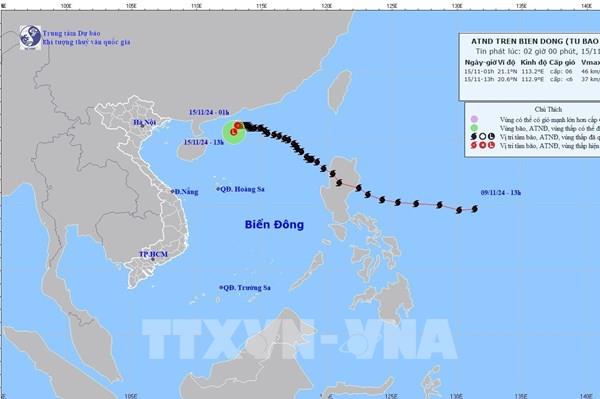 Bão số 8 suy yếu thành áp thấp nhiệt đới trên biển
