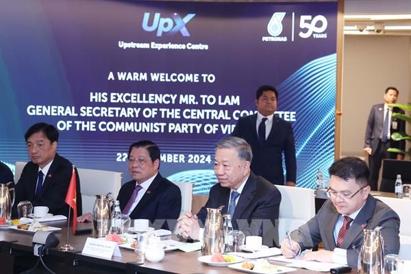 Tổng Bí thư Tô Lâm thăm Tập đoàn dầu khí quốc gia Malaysia