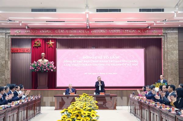 Tổng Bí thư Tô Lâm làm việc với Ban Thường vụ Thành ủy Hà Nội