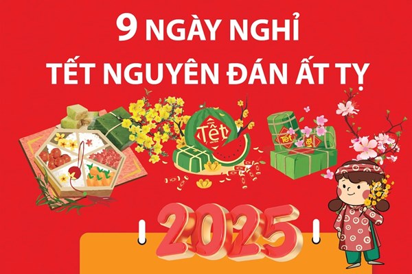 Lịch nghỉ Tết Nguyên đán Ất Tỵ 2025