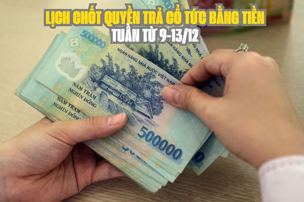 Lịch chốt quyền trả cổ tức bằng tiền tuần tới (từ 9-13/12): PMC trả cổ tức cao nhất 55%