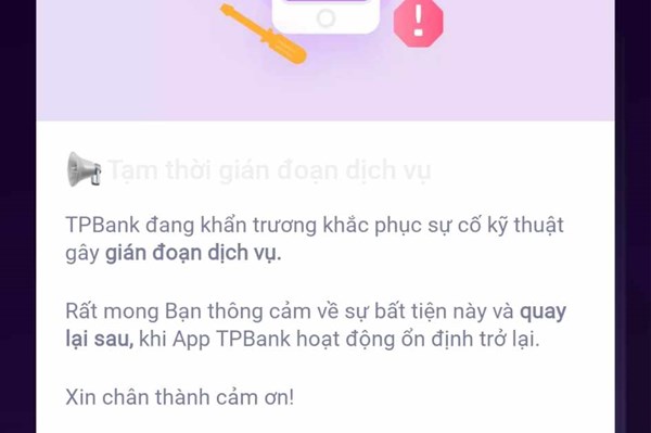 TPBank lên tiếng về sự cố gián đoạn giao dịch kéo dài