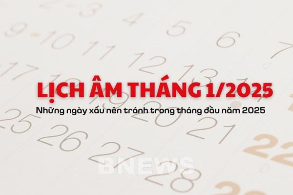 Lịch âm tháng 1/2025: Những ngày xấu nên tránh trong tháng đầu năm 2025