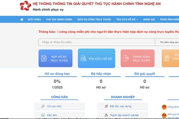 Nghệ An: Thí điểm không tiếp nhận hồ sơ giấy 65 thủ tục hành chính