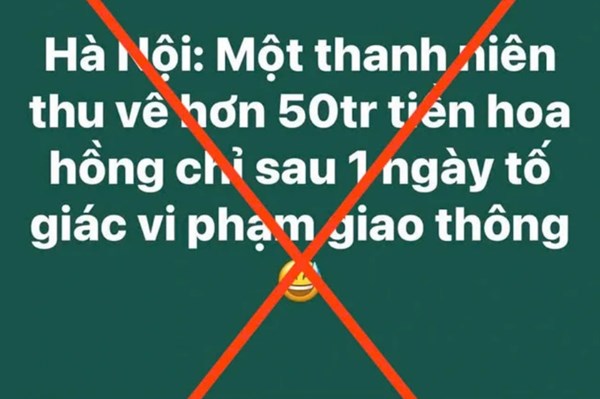Thông tin người dân thu được 50 triệu/ngày do tố giác vi phạm giao thông là không chính xác