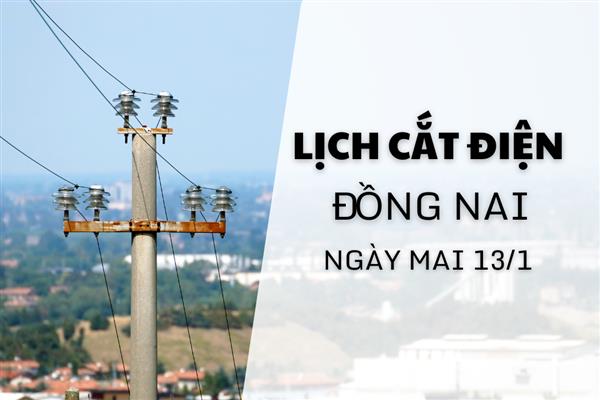 Lịch cắt điện Đồng Nai ngày mai 13/1 cập nhật mới nhất
