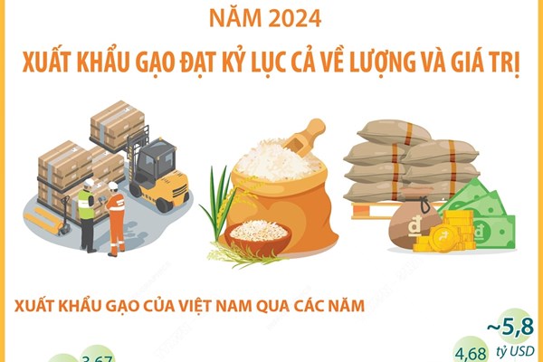 Xuất khẩu gạo đạt kỷ lục cả về lượng và giá trị