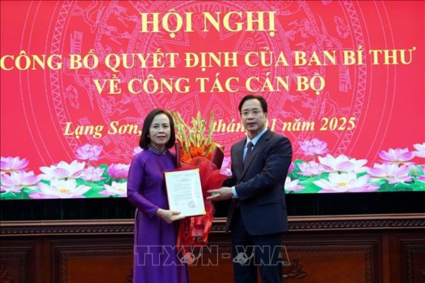 Bà Đoàn Thị Hậu giữ chức Phó Bí thư Thường trực Tỉnh ủy Lạng Sơn