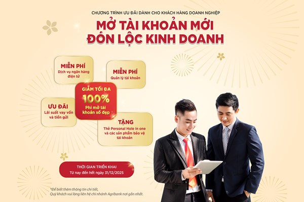 Doanh nghiệp “Mở tài khoản mới - Đón lộc kinh doanh” cùng Agribank