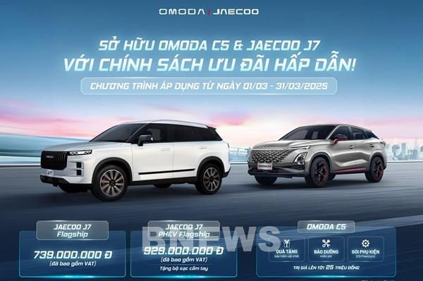 Omoda & Jaecoo Việt Nam ưu đãi cho hai mẫu SUV Omoda C5 và Jaecoo J7