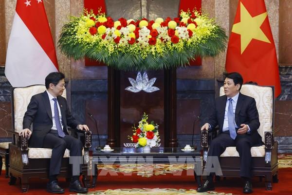 Chủ tịch nước Lương Cường hội kiến Thủ tướng Singapore