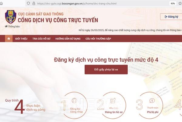 Bộ Công an vận hành trang thông tin mới dịch vụ công về cấp, đổi giấy phép lái xe