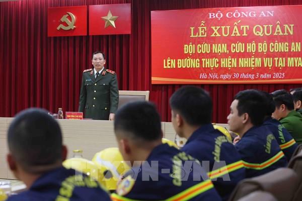 Bộ Công an cử 26 cán bộ, chiến sĩ hỗ trợ khắc phục động đất tại Myanmar