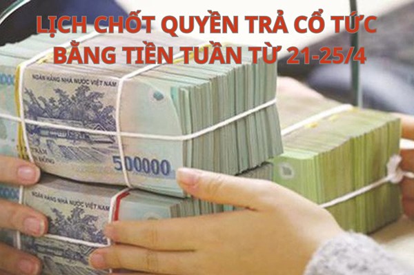 Lịch chốt quyền trả cổ tức bằng tiền tuần tới (từ 21-25/4): FOX trả cổ tức cao nhất 30%