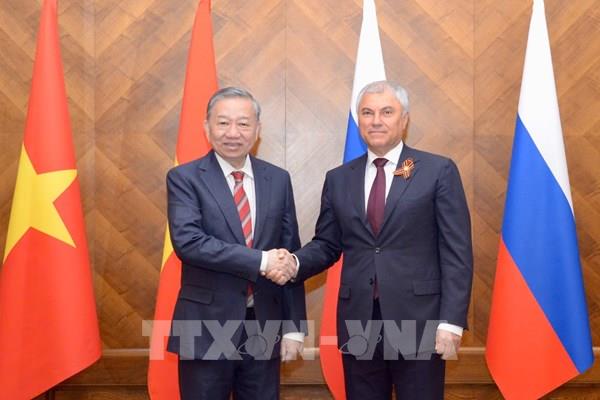 Tổng Bí thư Tô Lâm hội kiến Chủ tịch Duma Quốc gia Liên bang Nga