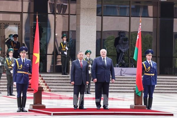Lễ đón Tổng Bí thư Tô Lâm thăm cấp Nhà nước tới Belarus