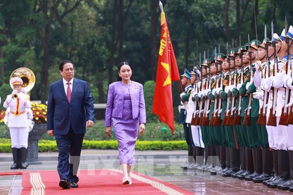 Thủ tướng Phạm Minh Chính chủ trì Lễ đón Thủ tướng Thái Lan thăm chính thức Việt Nam