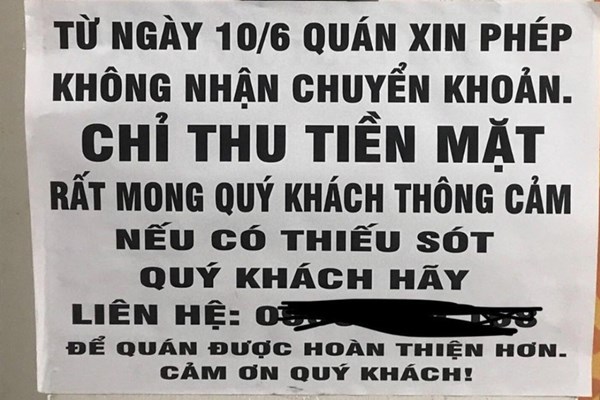Hà Nội cảnh báo tình trạng cơ sở kinh doanh chỉ nhận tiền mặt để "né" thuế