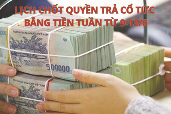 Lịch chốt quyền trả cổ tức bằng tiền tuần tới (từ 9-13/6): TVH trả cổ tức “khủng” 41% 