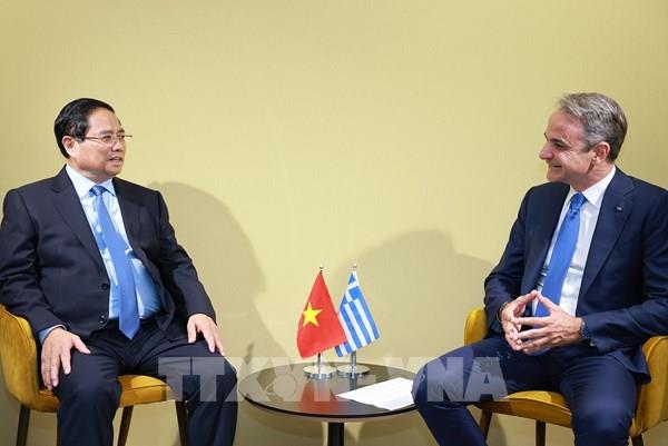 Thủ tướng Phạm Minh Chính gặp Thủ tướng Hy Lạp Kyriakos Mitsotakis