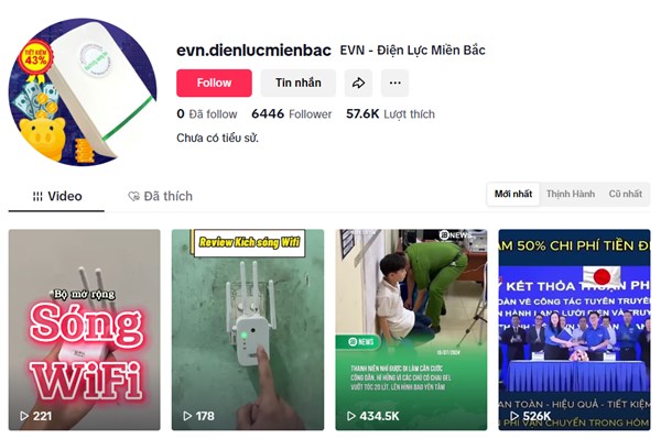Cảnh báo mạo danh Tổng công ty Điện lực miền Bắc trên Tiktok để lừa đảo