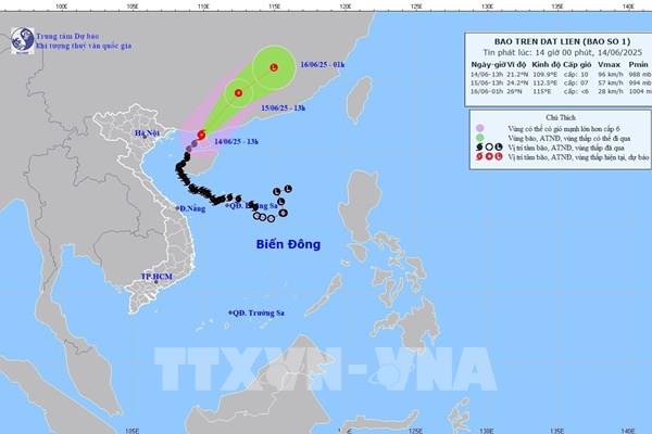 Bão số 1 di chuyển hướng Đông Bắc trên khu vực tỉnh Quảng Đông