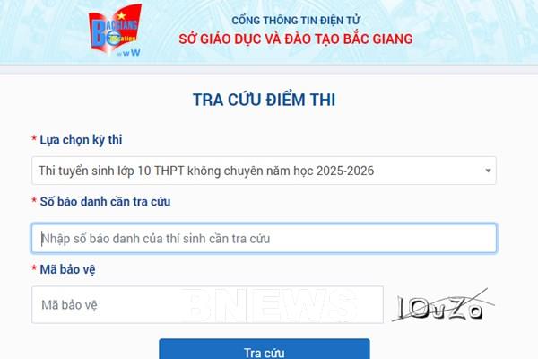 Điểm thi vào lớp 10 Bắc Giang năm 2025