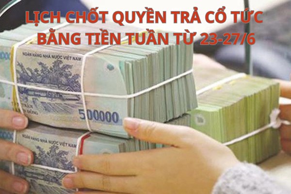 Lịch chốt quyền trả cổ tức bằng tiền tuần tới (từ 23-27/6): DFC trả cổ tức cao nhất 32,4%