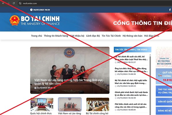 Cảnh báo giả mạo Cổng thông tin điện tử Bộ Tài chính để lừa đảo
