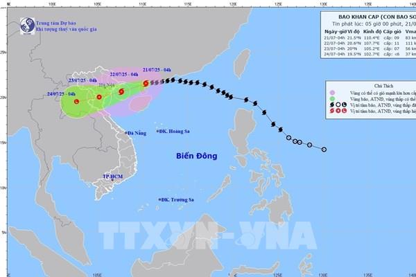 Dự báo bão số 3 sẽ gây mưa rất lớn ở vùng núi Thanh Hóa, Nghệ An trong đêm 21/7