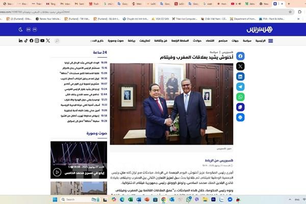 Báo chí Maroc: Chuyến thăm của Chủ tịch Quốc hội Trần Thanh Mẫn là bước ngoặt chiến lược trong hợp tác song phương