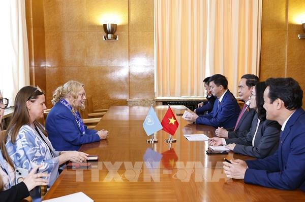 Chủ tịch Quốc hội Trần Thanh Mẫn gặp Tổng Giám đốc Văn phòng Liên hợp quốc tại Geneva