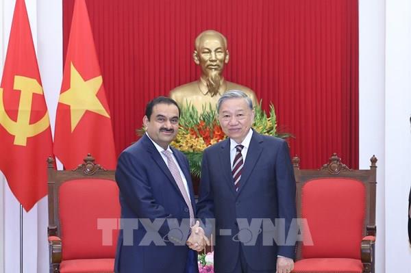 Tổng Bí thư Tô Lâm tiếp Chủ tịch Tập đoàn Adani Ấn Độ
