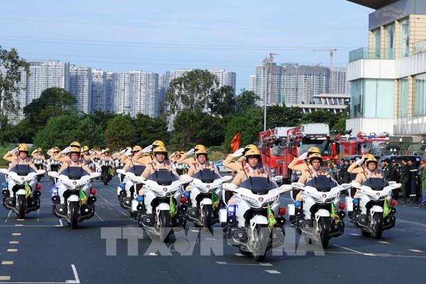Công an Hà Nội hợp luyện chuẩn bị cho Kỷ niệm 80 năm Cách mạng tháng Tám và Quốc khánh 2/9