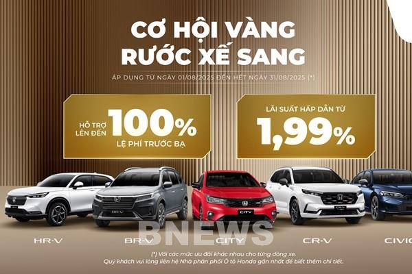 Honda Việt Nam ưu đãi lớn cho khách hàng mua ô tô trong tháng 8/2025