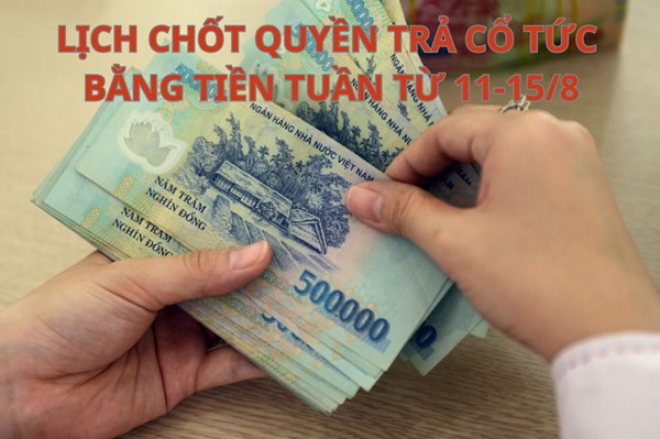Lịch chốt quyền trả cổ tức bằng tiền tuần tới (từ 11-15/8): MNB, SMB và TOT trả cổ tức cao nhất 