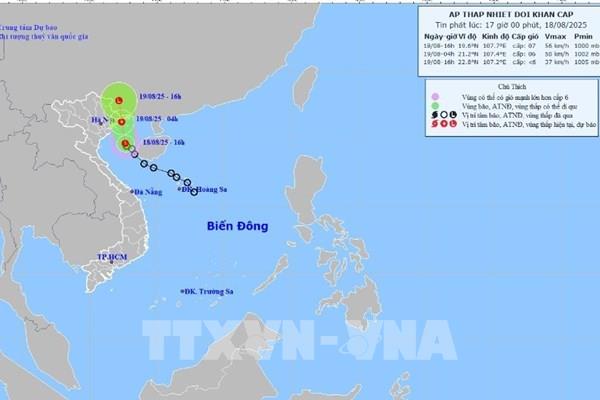 Thời tiết đêm 18/8: Áp thấp nhiệt đới cách đặc khu Bạch Long Vĩ khoảng 45 km