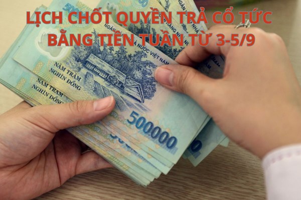Lịch chốt quyền trả cổ tức bằng tiền tuần tới (từ 3-5/9): IST trả cổ tức cao nhất 20,53%