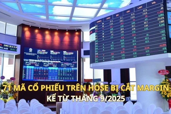 71 mã chứng khoán trên HoSE bị cắt margin kể từ tháng 9/2025