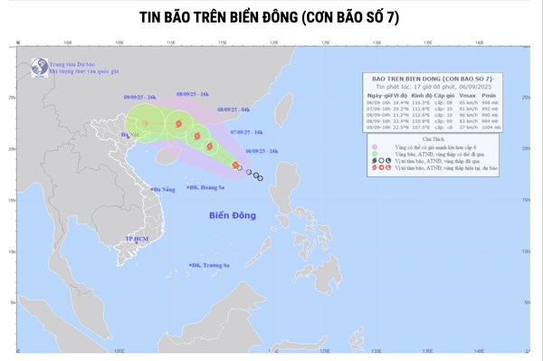Áp thấp nhiệt đới đã mạnh lên thành bão số 7 trong năm 2025
