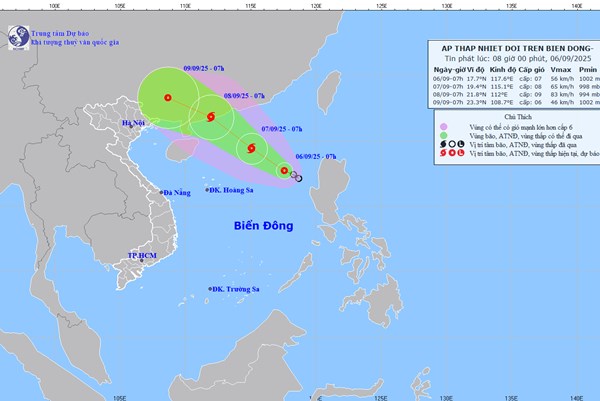 Áp thấp nhiệt đới mạnh cấp 7, giật cấp 9