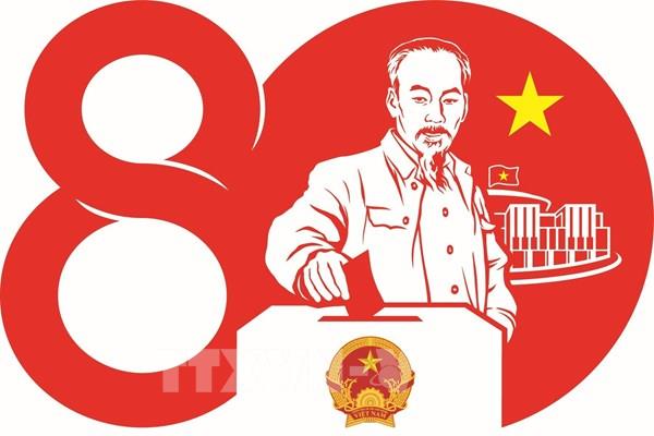 Mẫu biểu trưng chính thức Kỷ niệm 80 năm Ngày Tổng tuyển cử đầu tiên bầu Quốc hội Việt Nam