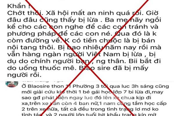 Thông tin vụ “giải cứu nữ sinh bị chuốc thuốc lừa lên xe” trên mạng xã hội là sai sự thật