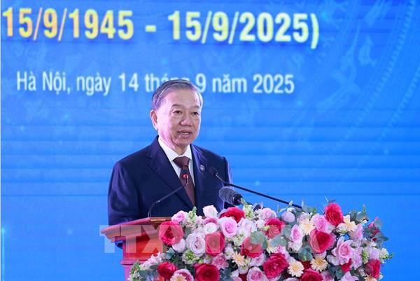 Phát biểu của Tổng Bí thư Tô Lâm tại Lễ đón nhận Huân chương Hồ Chí Minh và Kỷ niệm 80 năm Ngày truyền thống Thông tấn xã Việt Nam